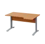 LKR 28 - 144 stůl kancelářský, rohový, pravý, kovová podnož stříbrná, deska 25 mm, široký 1400 mm, buk Royal