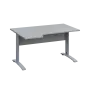 LKR 28 - 144 stůl kancelářský, rohový, levý, kovová podnož stříbrná, deska 25 mm, široký 1400 mm, šedá