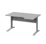 LKR 28 - 144 stůl kancelářský, rohový, pravý, kovová podnož stříbrná, deska 25 mm, široký 1400 mm, šedá