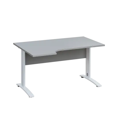 LKR 28 - 144 stůl kancelářský, rohový, levý, kovová podnož bílá, deska 25 mm, široký 1400 mm, šedá LKR 28 - 144 stůl kancelářský, rohový, levý, kovová podnož bílá, deska 25 mm, široký 1400 mm, šedá