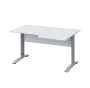 LKR 28 - 146 stůl kancelářský, rohový, pravý, kovová podnož stříbrná, deska 25 mm, široký 1400 mm, bílá