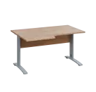LKR 28 - 146 stůl kancelářský, rohový, levý, kovová podnož stříbrná, deska 25 mm, široký 1400 mm, du