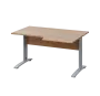 LKR 28 - 146 stůl kancelářský, rohový, pravý, kovová podnož stříbrná, deska 25 mm, široký 1400 mm, dub bardolino