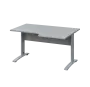 LKR 28 - 146 stůl kancelářský, rohový, pravý, kovová podnož stříbrná, deska 25 mm, široký 1400 mm, šedá
