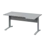 LKR 28 - 164 stůl kancelářský, rohový, pravý, kovová podnož stříbrná, deska 25 mm, široký 1600 mm, šedá