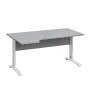 LKR 28 - 164 stůl kancelářský, rohový, levý, kovová podnož bílá, deska 25 mm, široký 1600 mm, šedá