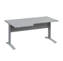 LKR 28 - 166 stůl kancelářský, rohový, levý, kovová podnož stříbrná, deska 25 mm, široký 1600 mm, šedá