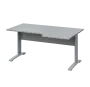 LKR 28 - 166 stůl kancelářský, rohový, pravý, kovová podnož stříbrná, deska 25 mm, široký 1600 mm, šedá