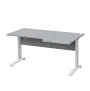 LKR 28 - 166 stůl kancelářský, rohový, pravý, kovová podnož bílá, deska 25 mm, široký 1600 mm, šedá