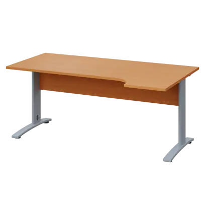 LKR 28 - 184 stůl kancelářský, rohový, pravý, kovová podnož stříbrná, deska 25 mm, široký 1800 mm, buk Royal