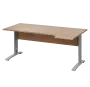 LKR 28 - 184 stůl kancelářský, rohový, pravý, kovová podnož stříbrná, deska 25 mm, široký 1800 mm, dub bardolino