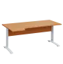 LKR 28 - 184 stůl kancelářský, rohový, levý, kovová podnož bílá, deska 25 mm, široký 1800 mm, buk Royal