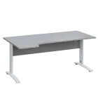 LKR 28 - 184 stůl kancelářský, rohový, levý, kovová podnož bílá, deska 25 mm, široký 1800 mm, šedá