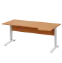 LKR 28 - 184 stůl kancelářský, rohový, pravý, kovová podnož bílá, deska 25 mm, široký 1800 mm, buk Royal