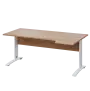 LKR 28 - 184 stůl kancelářský, rohový, pravý, kovová podnož bílá, deska 25 mm, široký 1800 mm, dub bardolino