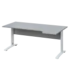LKR 28 - 184 stůl kancelářský, rohový, pravý, kovová podnož bílá, deska 25 mm, široký 1800 mm, šedá