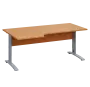 LKR 28 - 186 stůl kancelářský, rohový, levý, kovová podnož stříbrná, deska 25 mm, široký 1800 mm, buk Royal
