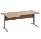 LKR 28 - 186 stůl kancelářský, rohový, levý, kovová podnož stříbrná, deska 25 mm, široký 1800 mm, du