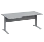 LKR 28 - 186 stůl kancelářský, rohový, levý, kovová podnož stříbrná, deska 25 mm, široký 1800 mm, šedá