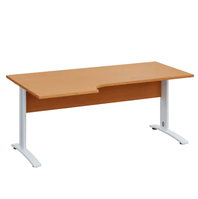 LKR 28 - 186 stůl kancelářský, rohový, levý, kovová podnož bílá, deska 25 mm, široký 1800 mm, buk Royal