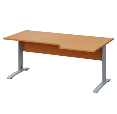 LKR 28 - 186 stůl kancelářský, rohový, pravý, kovová podnož stříbrná, deska 25 mm, široký 1800 mm, buk Royal