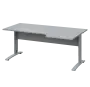 LKR 28 - 186 stůl kancelářský, rohový, pravý, kovová podnož stříbrná, deska 25 mm, široký 1800 mm, šedá