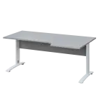 LKR 28 - 186 stůl kancelářský, rohový, pravý, kovová podnož bílá, deska 25 mm, široký 1800 mm, šedá