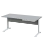 LKR 28 - 186 stůl kancelářský, rohový, pravý, kovová podnož bílá, deska 25 mm, široký 1800 mm, šedá