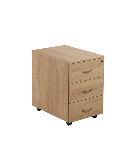 SEKC - 00 kontejner pojízdný, 3-zásuvkový, deska 25 mm, centrální zámek, dub bardolino