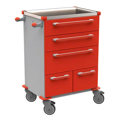 UNIT 271 N vozík zdravotnický plast ABS - červená