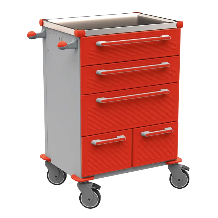 UNIT 271 N vozík zdravotnický plast ABS - červená