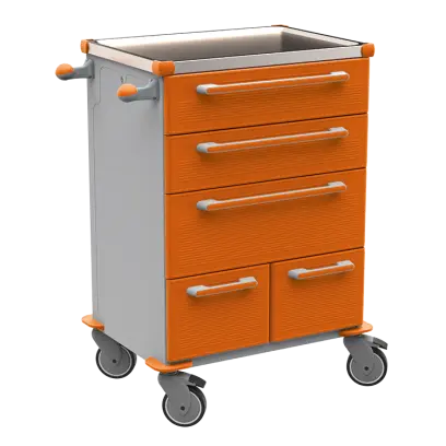 UNIT 271 N vozík zdravotnický plast ABS - oranžová