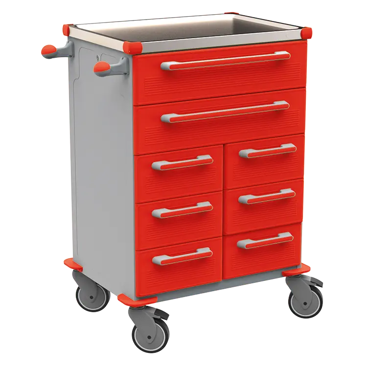 UNIT 263 N vozík zdravotnický plast ABS - červená