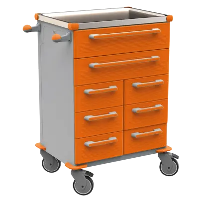 UNIT 263 N vozík zdravotnický plast ABS - oranžová