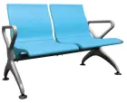 RAINBOW - 2, polyuretanová lavice do čekárny, 2-sedák, blankytně modrá, kostra stříbrná
