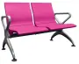 RAINBOW - 2, polyuretanová lavice do čekárny, 2-sedák, růžová, kostra stříbrná