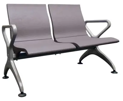 RAINBOW - 2, polyuretanová lavice do čekárny, 2-sedák, šedá, kostra stříbrná
