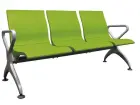 RAINBOW - 3, polyuretanová lavice do čekárny, 3-sedák, jarní zeleň, kostra stříbrná