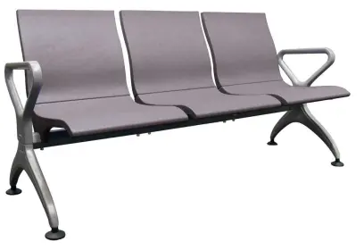 RAINBOW - 3, polyuretanová lavice do čekárny, 3-sedák, šedá, kostra stříbrná