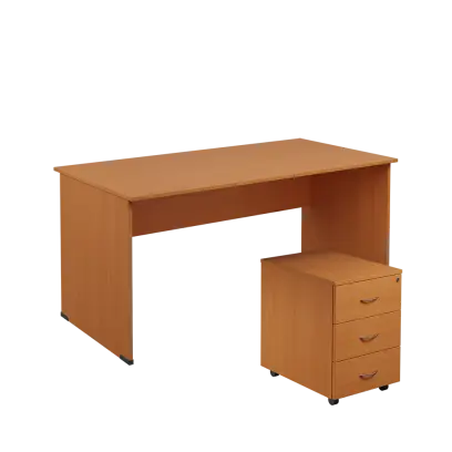 SET 268 stůl kancelářský, dřevěná podnož + kontejner pojízdný, 3-zásuvkový, buk royal