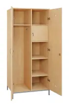 SLN - 83S šatní skříň dřevěná, 2-dveřová, háček, police, trezor, 1800 x 800 x 500, kovové nohy, bříz
