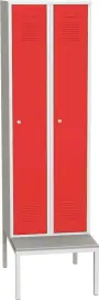 SJS 180 - 60 LAV skříň šatní vysoká s lavičkou, 2-dílná, šedá/červená