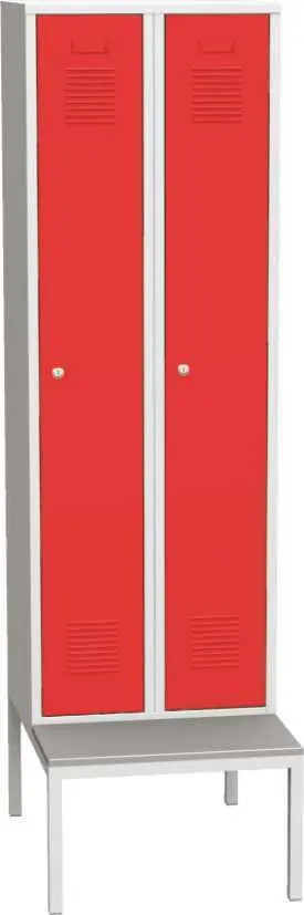 SJS 180 - 60 LAV skříň šatní vysoká s lavičkou, 2-dílná, šedá/červená