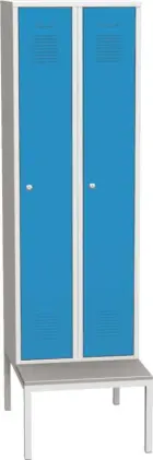 SJS 180 - 60 LAV skříň šatní vysoká s lavičkou, 2-dílná, šedá/modrá