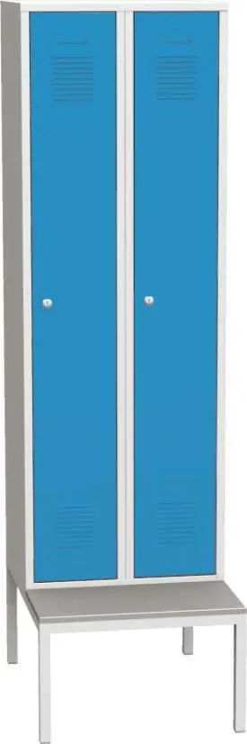 SJS 180 - 60 LAV skříň šatní vysoká s lavičkou, 2-dílná, šedá/modrá