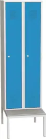 SJS 180 - 60 LAV skříň šatní vysoká s lavičkou, 2-dílná, šedá/modrá