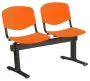 VINCENZA - 2, plastová lavice do čekárny, 2-sedák, oranžová, kostra černá