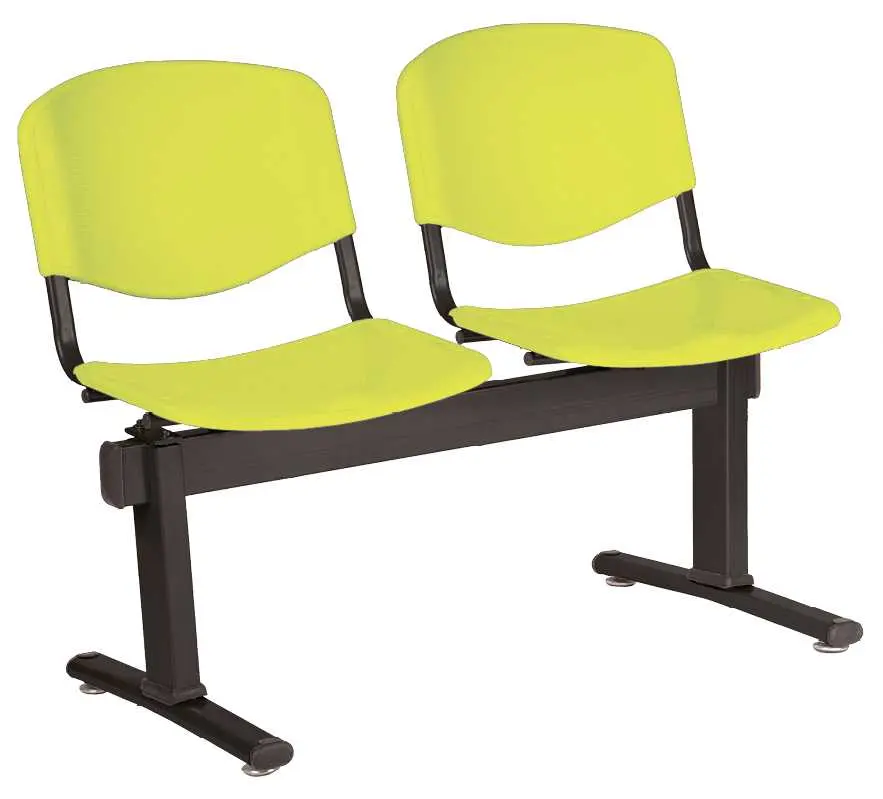 VINCENZA - 2, plastová lavice do čekárny, 2-sedák, pistáciová, kostra černá