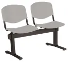 VINCENZA - 2, plastová lavice do čekárny, 2-sedák, šedá, kostra černá