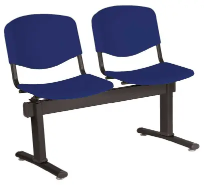 VINCENZA - 2, plastová lavice do čekárny, 2-sedák, tmavě modrá, kostra černá